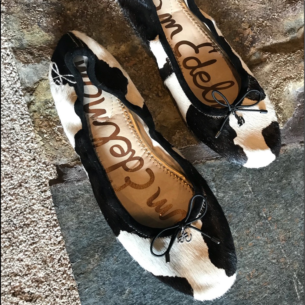 Sam Edelman black and white Cowhide flats